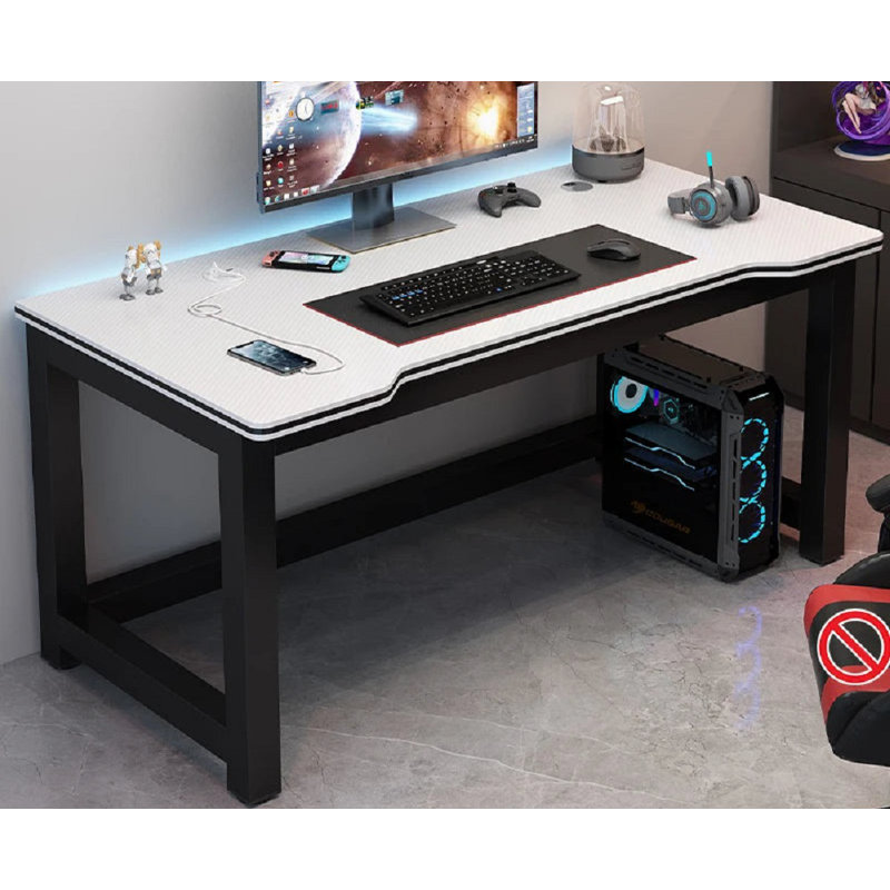 Mylashia Executive Desk, White/Black