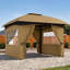 Gazebo with Outdoor Space, pairing combining 11 x 11 ft with Metal Frame and Polyester, Beige
