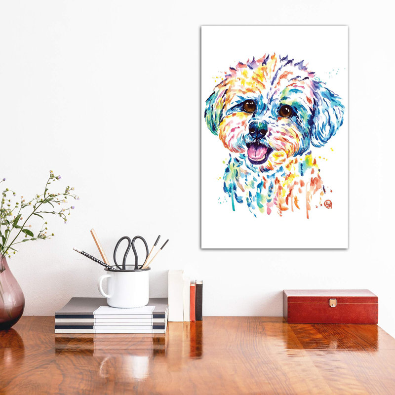«Bichon» par Lisa Whitehouse - impression d'art graphique, Toile tendue, Pas de tapis, H 18 po x l 12 po x 1,5 po
