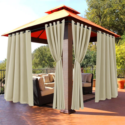 Outdoor Curtains For Patio Waterproof, Thermal Insulated Weighted Blackout Blinds, Privacy Indoor/Outside Grommet Drapes For Porch, Pergola, Cabana, Backyard, 1 Panel, 84W X 95L Inch, Cream