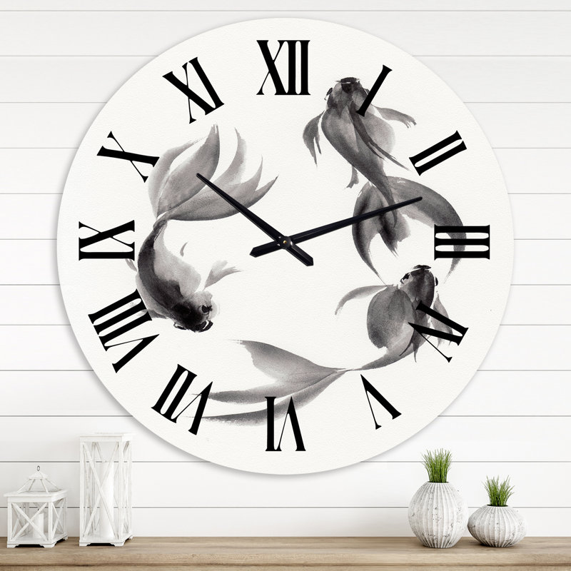 Horloge murale Monochromes Vintage Fish III - Nautique et côtier, Grand