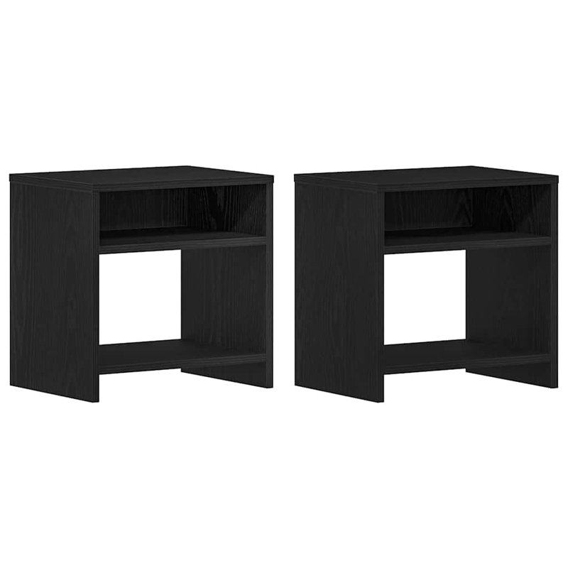 Reston 40cm W Manufactured Wood Bedside Table, Black Oak, Set of 2