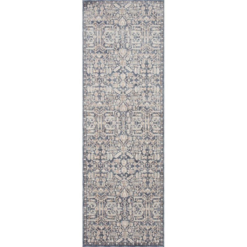Tapis bleu / ivoire Amber Lewis x Loloi Zuma, Tapis de couloir 2 pi 7 po x 10 pi
