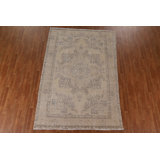 One-of-a-Kind Rectangle 6'6'' X 9'8'' 1970s Wool Area Rug in Beige