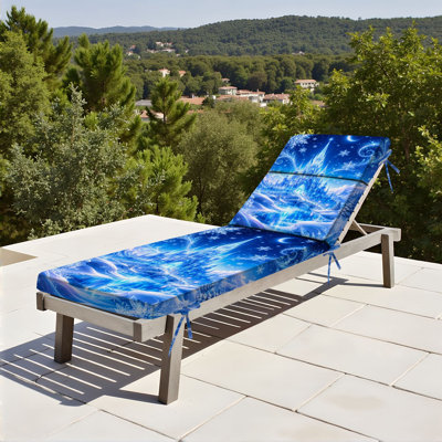  Outdoor Indoor 3'' Lounge Patio Cushion Winter Castle Snowflakes Sky Water-Resistant Chaise Lounge Cushion for Chair Patio Furniture Seat Cushion