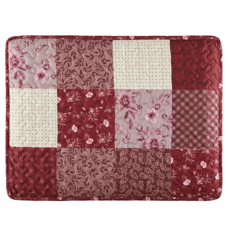 Charlotte Burgundy Floral Patchwork Polyester Standard Pillow Sham