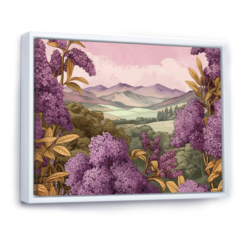 «Lilac mauve», reproduction sur toile, Cadre flottant blanc, H 30 po x l 40 po x P 1,5 po