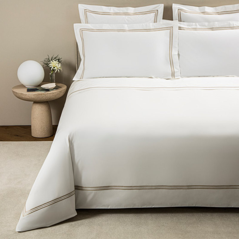 Triplo Bourdon Sheet Set, White/Savage Beige, Queen