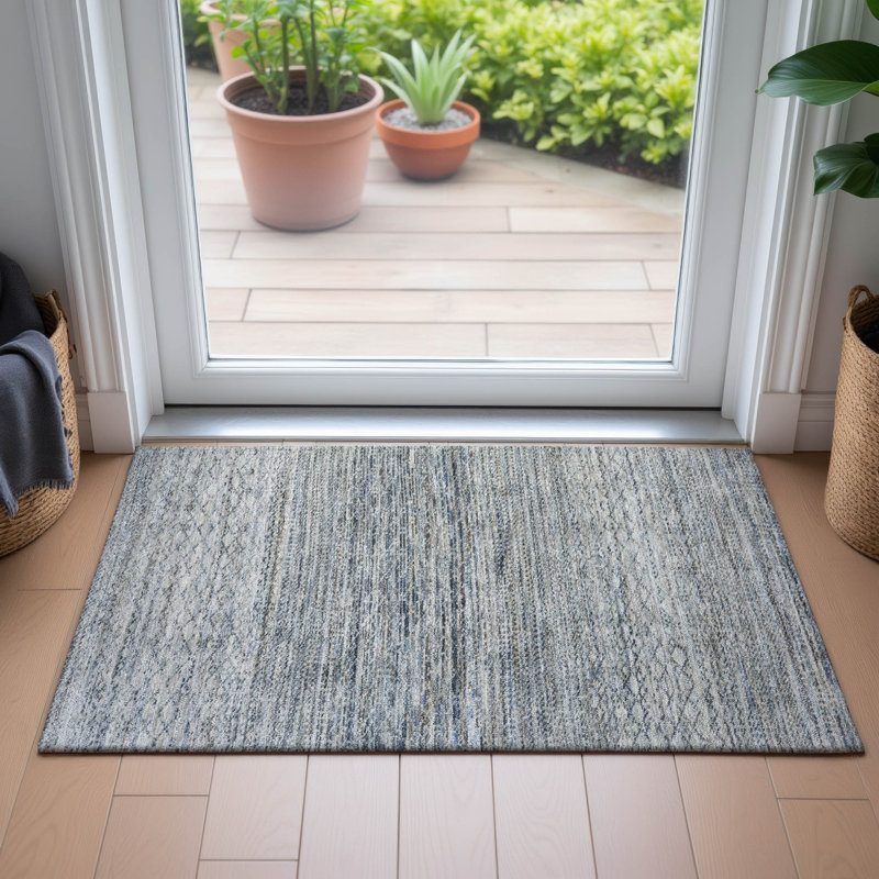 Machine Washable Indoor/Outdoor Amanda ACN2150 Striped Rug, Rectangle 1'8" x 2'6"