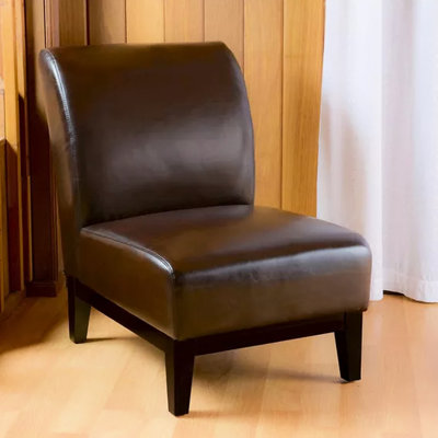 Fauteuil de chambre en cuir synthétique brun l 35,07 po x P 24,5 po