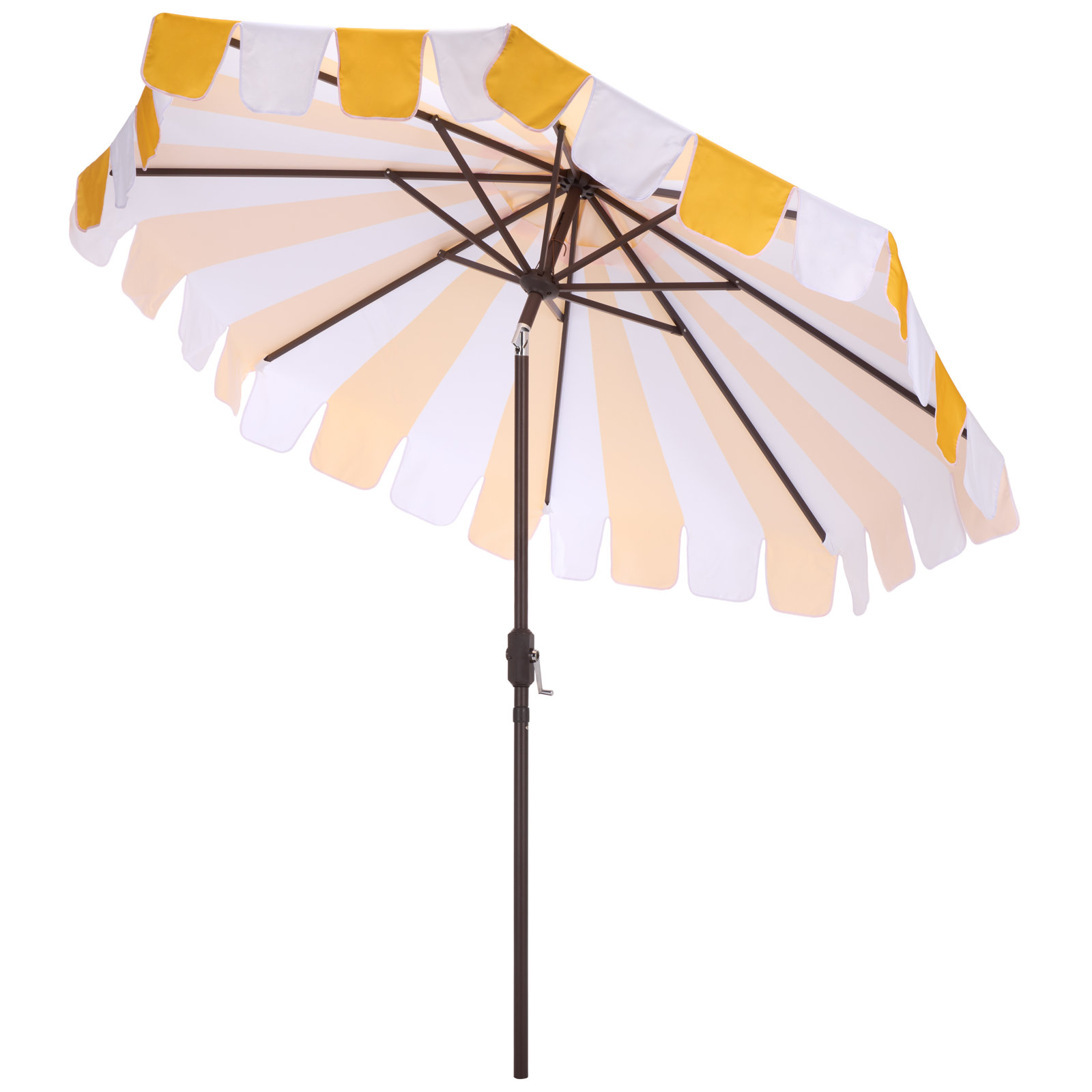 Elsie 9 Ft Crank Umbrella, Yellow Stripe