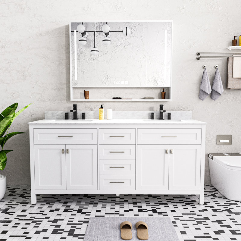 Élégante coiffeuse blanche avec lavabo