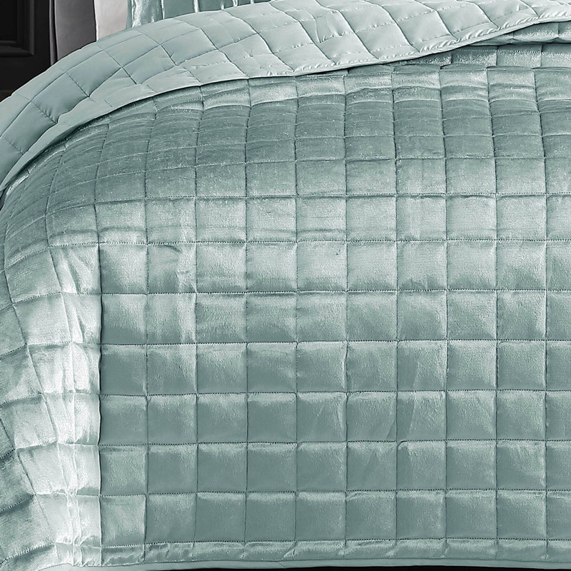 Silver King Microfiber Reversible Coverlet and Sham Set