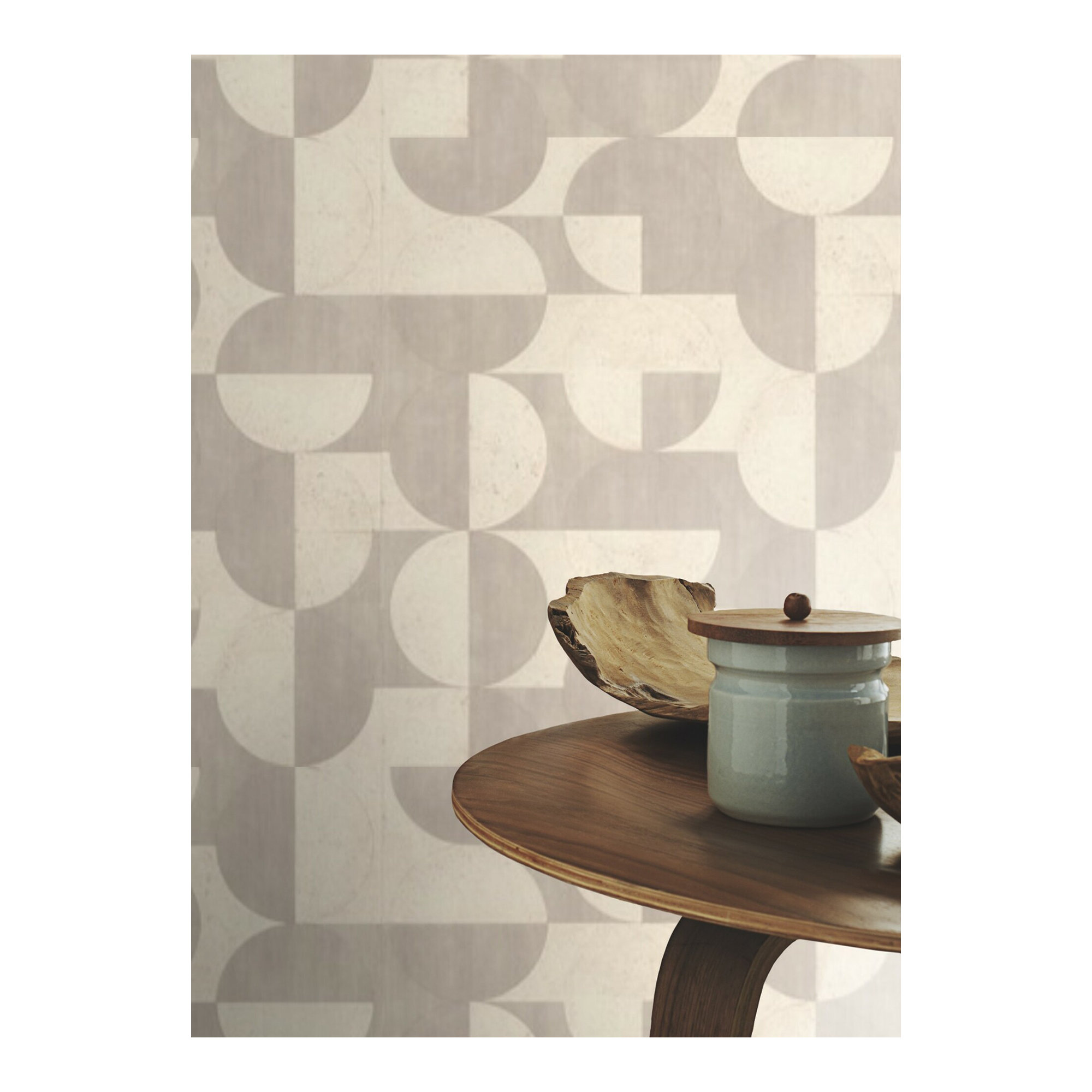 Mid-Century Geometric Wallpaper, Gray