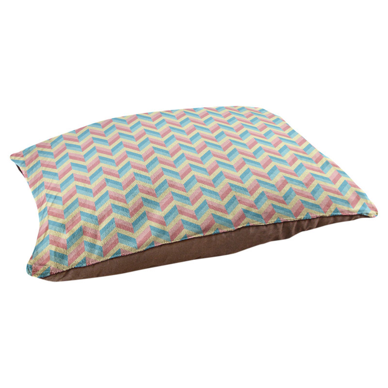 Coussin pour chien chevron Byrge, Très grand (l 52 po x P 42 po x H 17 po), Bleu / Rose