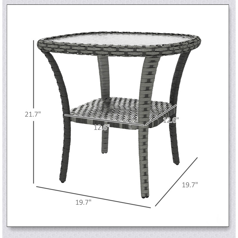 Table basse en rotin avec rangement Outsunny