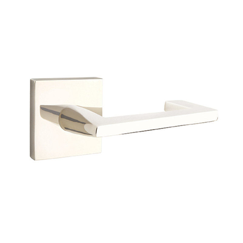 Argos Flat Passage (Hall & Closet) Door Lever with Square Rosette, Bright Nickel, Right