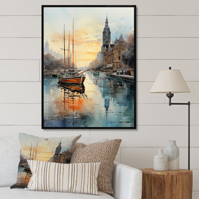 Impression sur toile Kordale, sarcelle jaune, New York Harbor Twilight