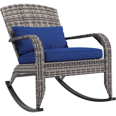 Outdoor Christiano Rocking Wicker Chair with Cushions by Lark Manor