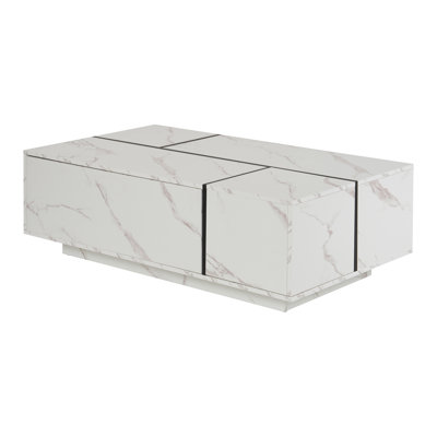 Rectangular Sliding Top Coffee Table with 2 Drawers and 2 Hidden Storage