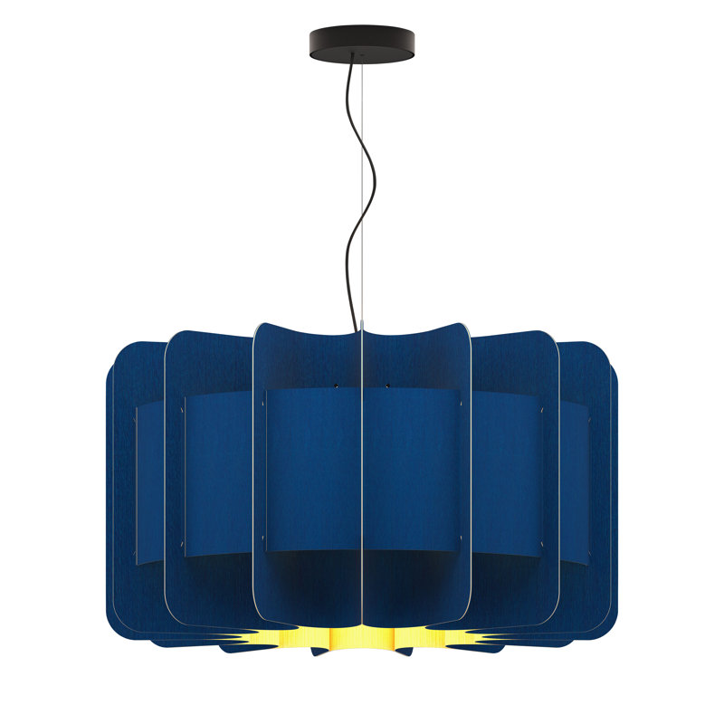 Luminaire suspendu 1 lumière Clarissa, Bleu, H 16,5 po x l 29,8 po x P 29,8 po