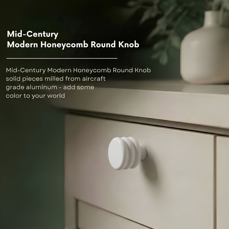 ROUS Hardware Mid-Century Modern Honey Comb Knob, Snow (White)