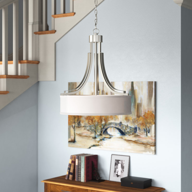 Lustre à abat-jours cylindrique à trois lumières