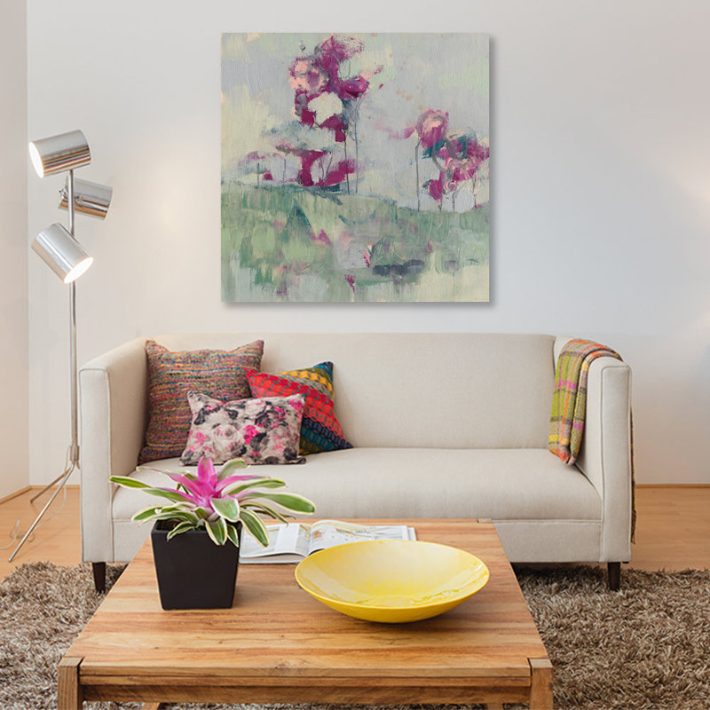 « fuchsia treeline ii », impression sur toile, H 37 po x l 37 po x P 1,5 po, Toile tendue, Pas de tapis