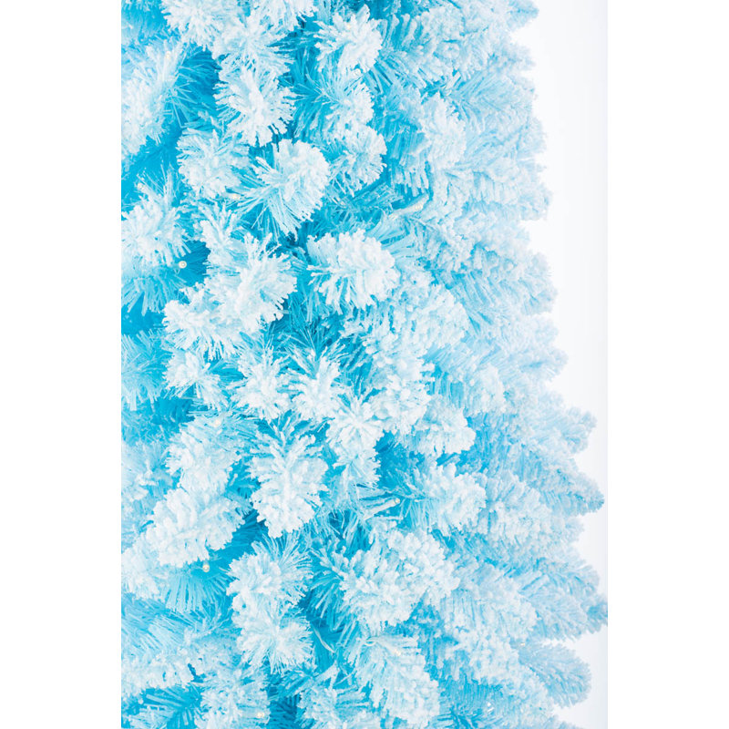 Sapin en plastique floqué bleu ciel