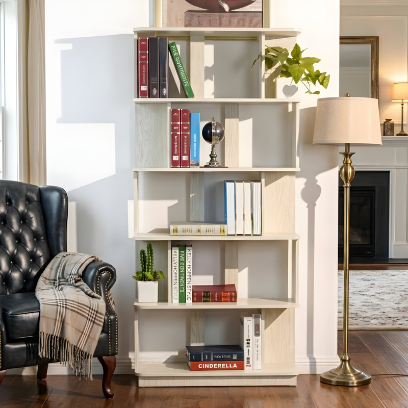 Modern 5-Tier Open Bookshelf, White