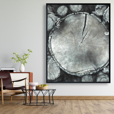 Stacked Wood Logs Print On Canvas