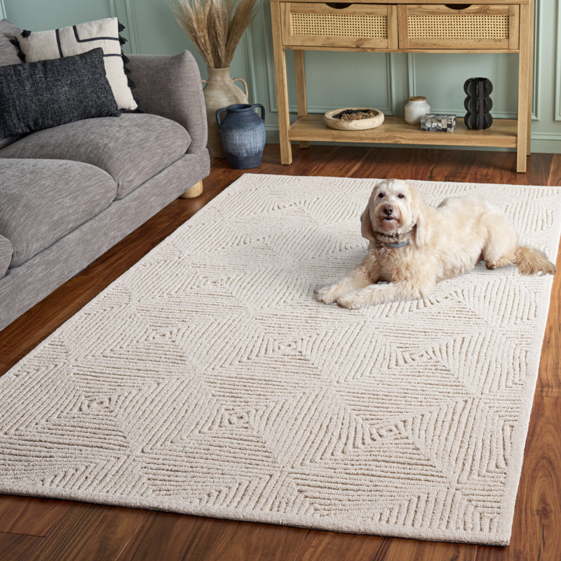 Textural 108 Hand Tufted 80% Wool; 20% Cotton Geometric Shapes Rug, Rectangle 5' x 8'