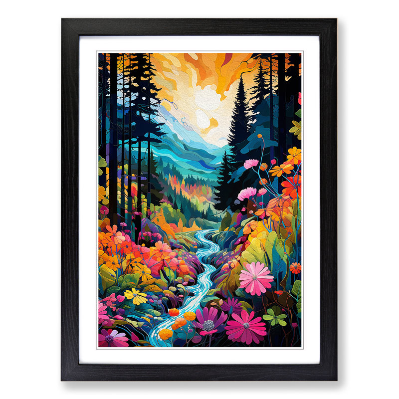 Single Picture Frame Print on Wood, 46cm H x 34cm W, Black Framed