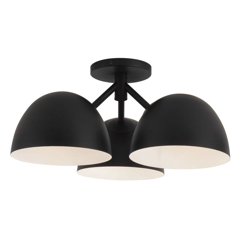 Fosso 17-in Gold Semi-Flush Mount, Matte Black