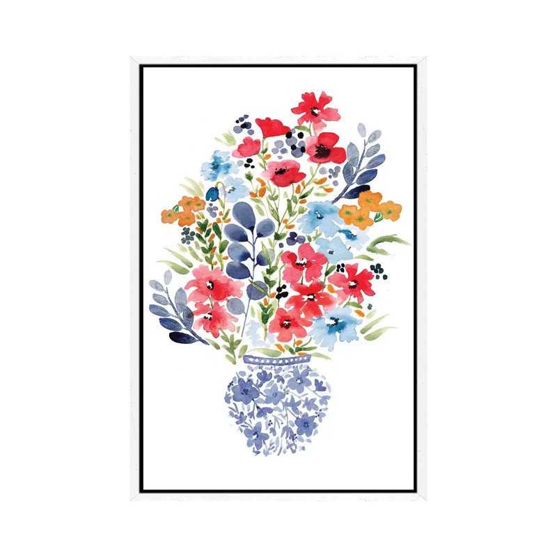 Chinoiserie Floral by Bria Nicole - Print on Canvas, 101.6 cm H x 66.04 cm W, White Framed