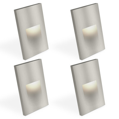 Éclairage de marches à DEL vertical Luxrite, 5CCT, 3W, 150LM, faisceau 90 °, à intensité variable, 120V, IP65, couvercle de plaque interchangeable, intérieur / extérieur, nickel brossé, paquet de 4