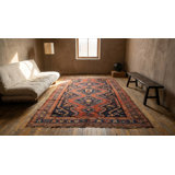 Tribal Antique Hand Knotted Wool Pile Caucasian Kazak Rug