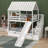 Charming House-Shaped Twin Over Twin Bunk Bed With Sliding Trundle Space-Saving Stairs-877307648