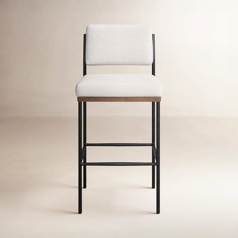 Benton Upholstered Stool with Metal Frame, Fayette Cloud/Polyester Blend, Bar Stool (30.3" Seat Height)