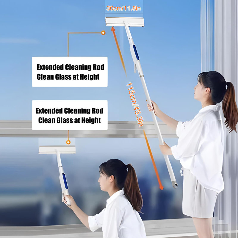 Window Mirror Squeegee Double-Sided Spray Expansion Window Cleaner with Long Handle