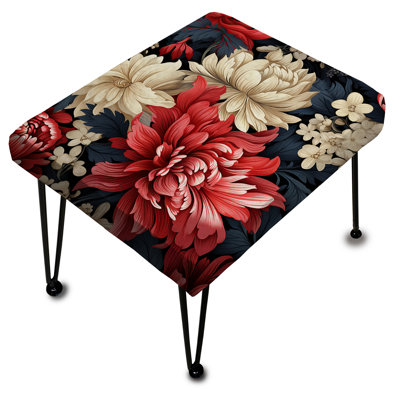 Mystic Red Damask Whispers - Repose-pieds rectangulaire damassé