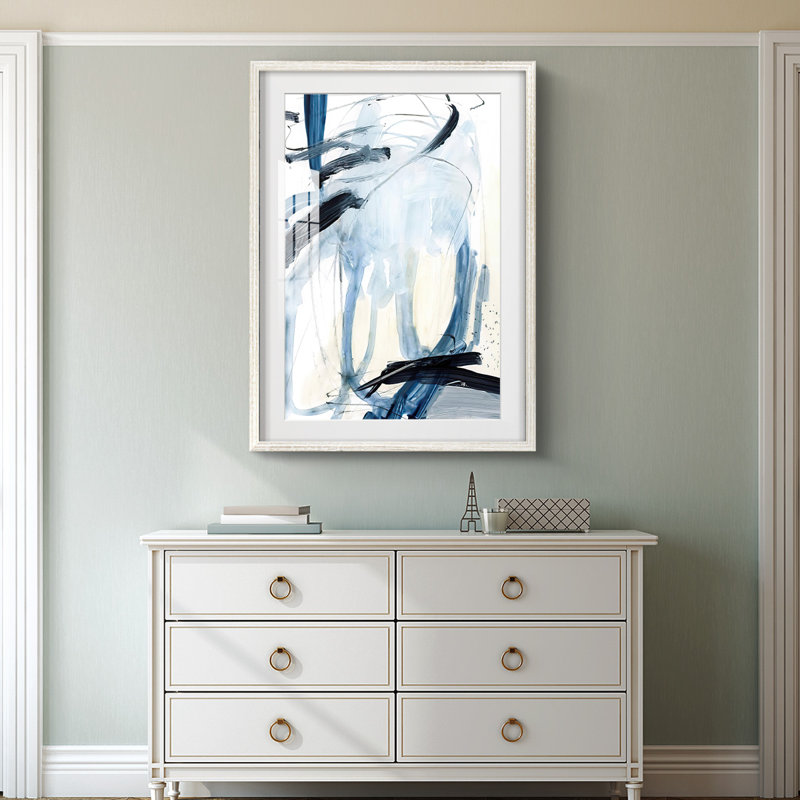 Indigo Swash II - impression encadrée, H 28,5 po x l 20,5 po, Blanc