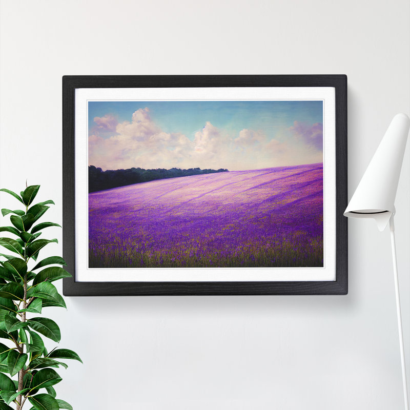 Dynamic Bluebell Field - Single Picture Frame Painting, Black, 25cm H x 34cm W x 2cm D
