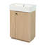 Compact & Modern Wood Grain Vanity Ideal For Small Bathrooms - Mdf And Ceramic Construction