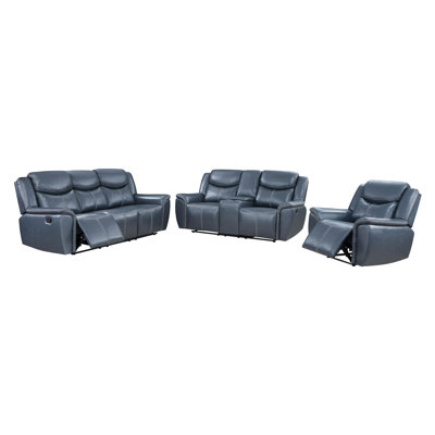 Ensemble de canapés inclinables 3 pièces bleu