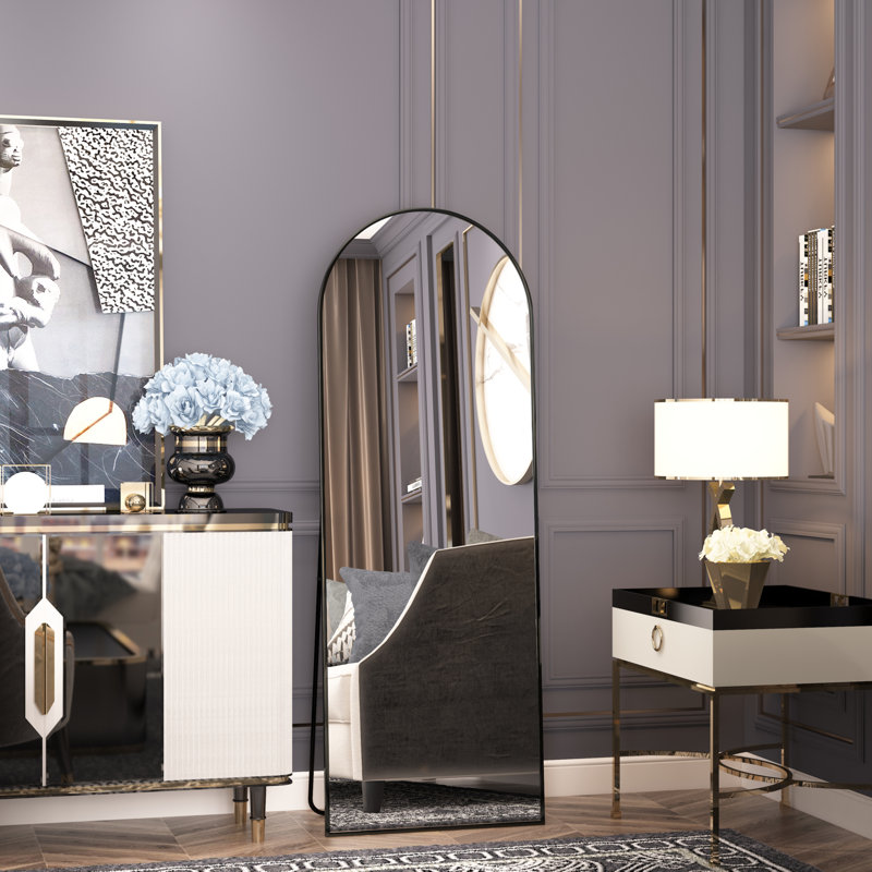 Carlyann Aluminium Framed Freestanding Full Length Mirror, 64"H x 21"W, Black