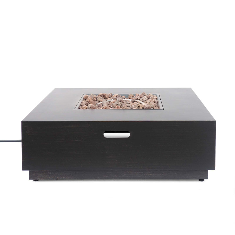 40'' Square Iron Fire Pit - 50 000 Btu (Tank Cover Not Included), Brown/Gold