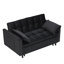 Canapé convertible moderne en velours avec lit gigogne, petite causeuse, design décontracté, dossier, coussins et poches-1272094826