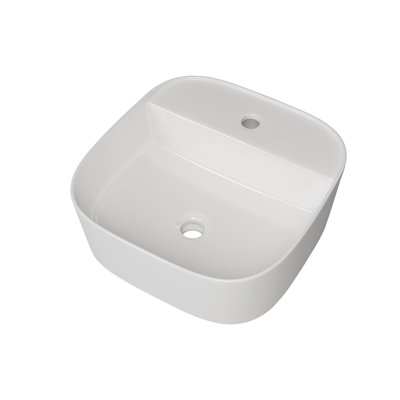Gerber Cymira 16 In. Soft Square Vessel Bathroom Sink, Above-counter Glazed White Fireclay Ceramic Vanity S