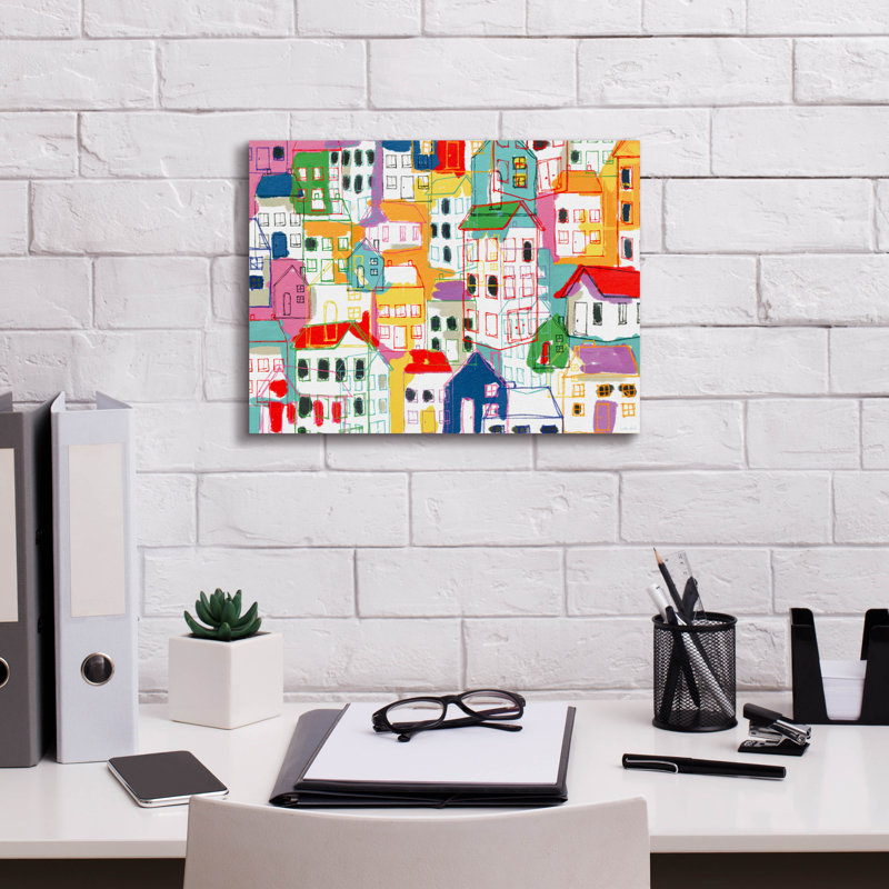 «City Life» par Linda Woods, art mural sur toile, H 12 po x l 16 po